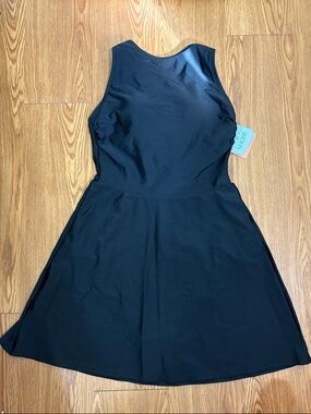 NWT Black Sleeveless Swim Dress with Built in Bra